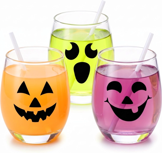 Set di adesivi elettrostatici di Halloween con facce di zucca nere, 16 pezzi