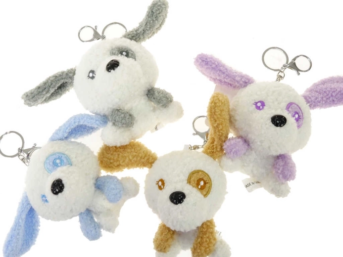 Portachiavi peluche a forma di cagnolino 12 cm - 1 pezzo