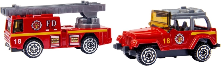 2 automobiline dei pompieri nella confezione