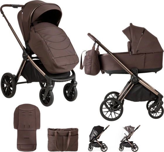 Passeggino combinato Adamex Bianco color marrone cioccolato