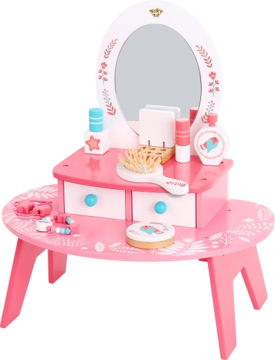 Toeletta rosa in legno con specchio TOOKY TOY