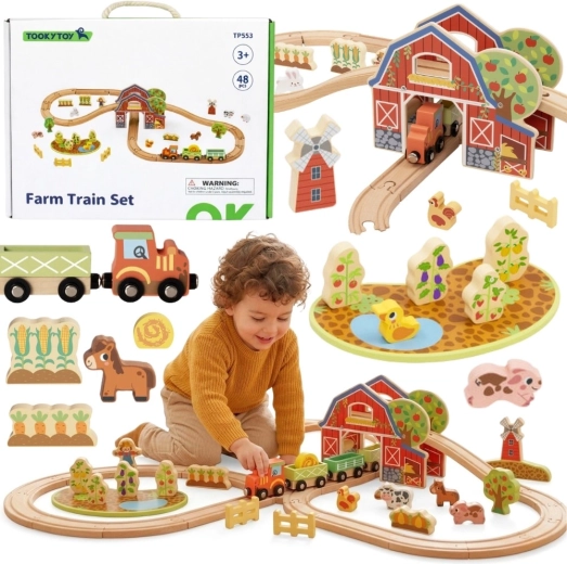 Trenino in legno fattoria 48 pezzi Tooky Toy