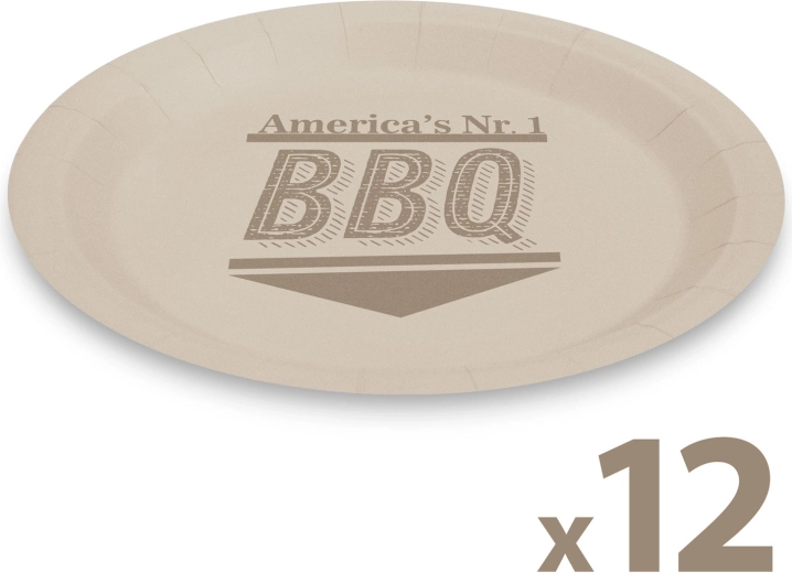 Piatti di carta BBQ 23 cm, 12 pezzi