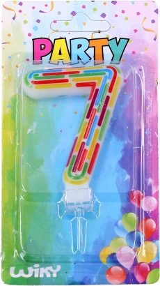 candela per torta party – numero 7, righe