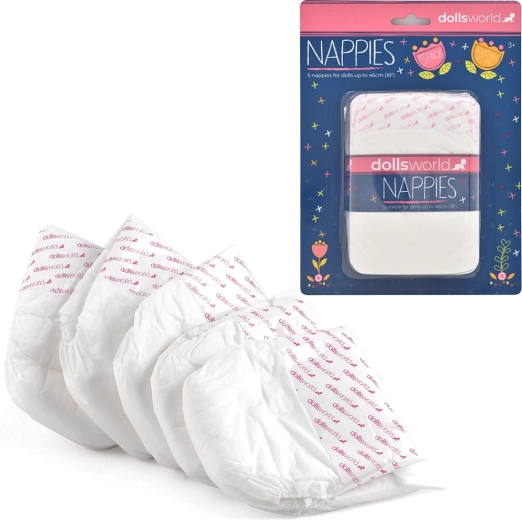 Dolls World pannolini per bambole da 46 cm - 5 pezzi