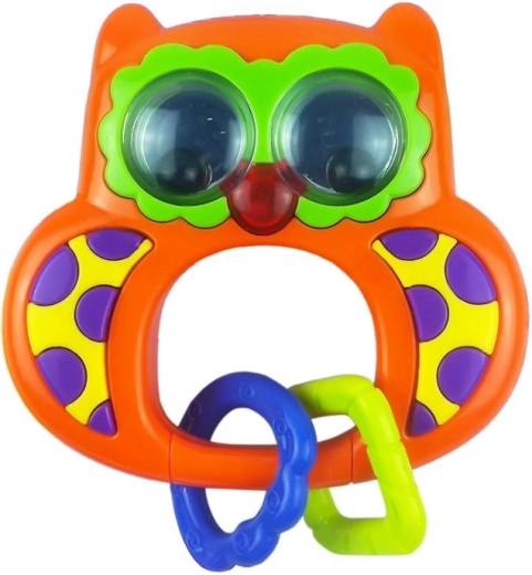 Sonaglio per bambini con suoni Baby Mix gufetto arancione