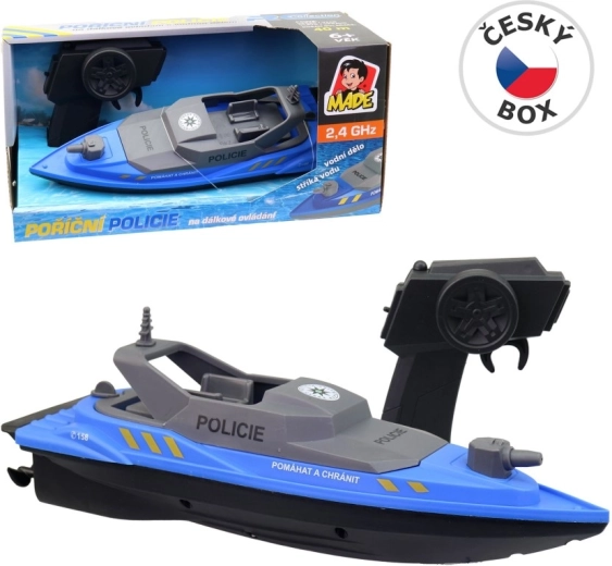 MaDe motoscafo della polizia radiocomandato 2,4 GHz con spruzzo d’acqua - 1 pezzo