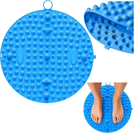 Tappetino rotondo per massaggio plantare ad agopressione con rilievi blu 33 cm - 1 pezzo