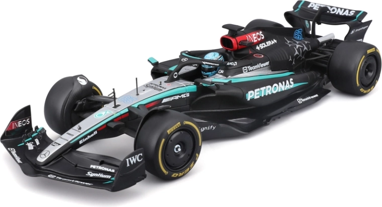 Modello F1 Bburago Mercedes‑AMG Petronas W15 2024 George Russell #63 1:24 in box acrilico