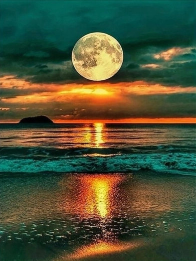 Norimpex dipingere con i numeri Luna piena sull'oceano 40 × 50 cm