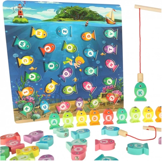 Gioco in legno per la pesca dei pesciolini Montessori
