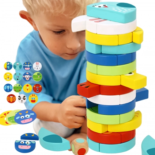 Gioco di equilibrio in legno con animali TOOKY TOY con dado e carte