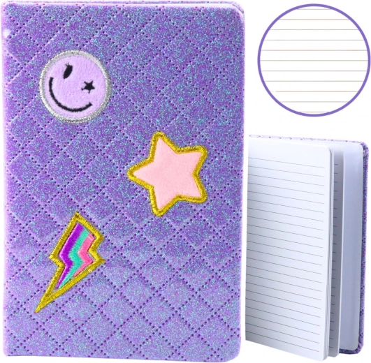 Taccuino in broccato con applicazioni viola B6 80 fogli