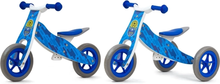 Milly Mally bicicletta senza pedali in legno 2in1 Cool blue army