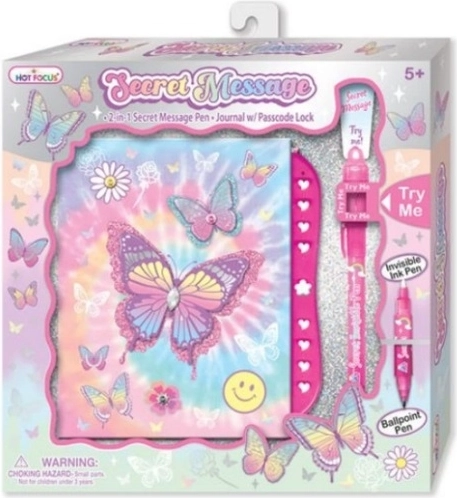 Diario per bambini Hot Focus con codice e farfalle