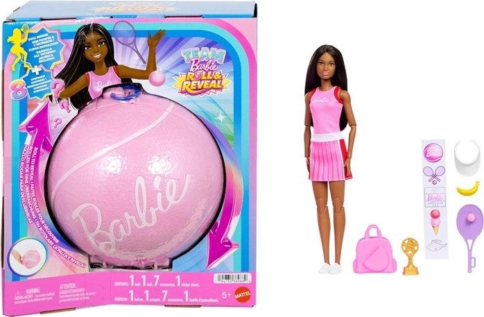 Barbie Team Roll and Reveal Tennista – bambola in sfera sorpresa