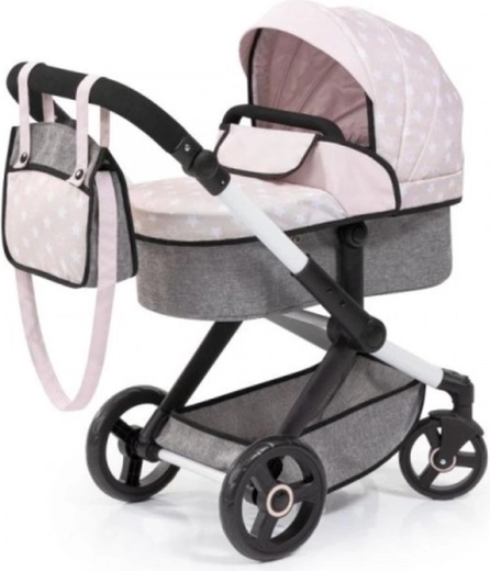 Carrozzina combinata per bambole Bayer Xeo grigio-rosa
