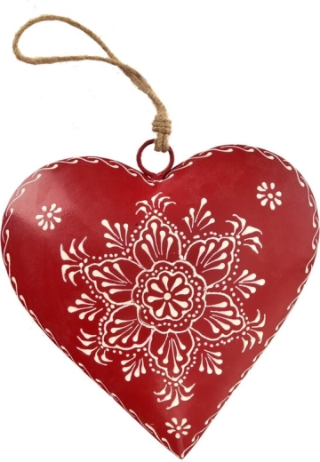 Cuore in latta da appendere in stile FOLK