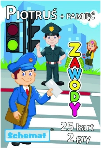 Giochi di carte educativi Piotruś e Memoria – professioni (25 carte)