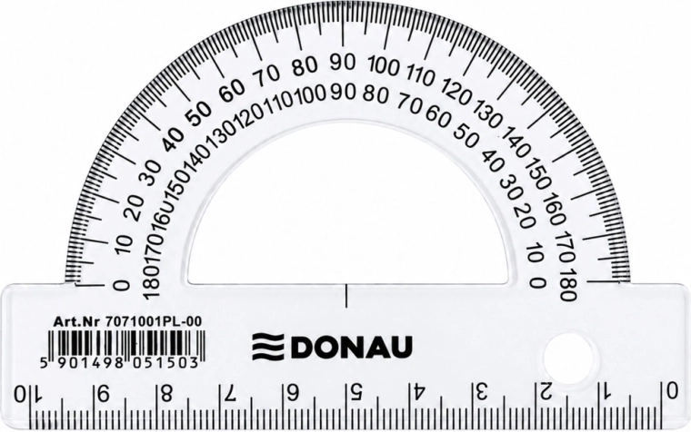 Goniometro scolastico DONAU trasparente 180° 10 cm - 1 pezzo