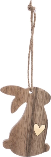 Coniglio in legno da appendere marrone 10 cm