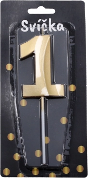 Candela per festa numero 1 oro