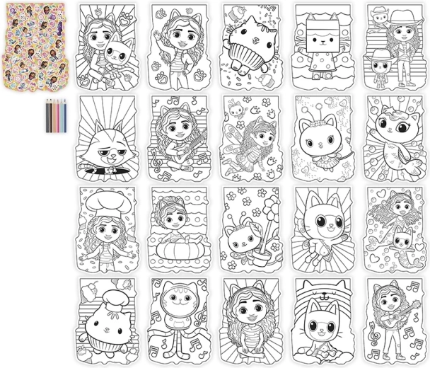 Tutto in uno: album da colorare, pastelli e adesivi