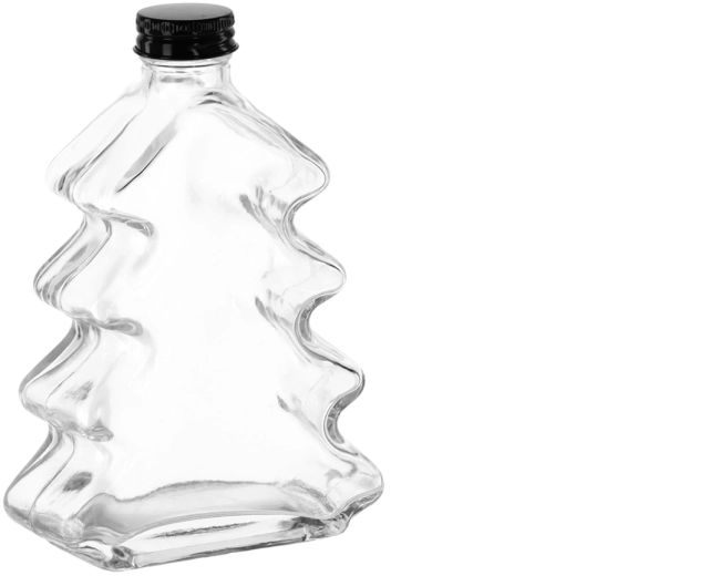 Bottiglietta in vetro Choinka 200 ml con tappo a vite in metallo 28 mm