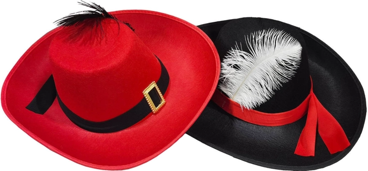 Cappello da moschettiere di Carnevale in due colori - 1 pezzo