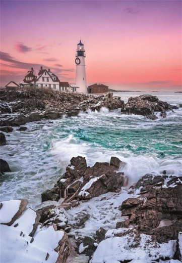 Faro Portland Head in atmosfera invernale