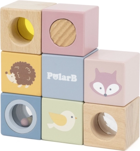 Set di cubi in legno PolarB dai colori pastello