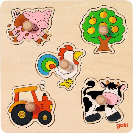 Puzzle in legno a incastro su tavola – campagna