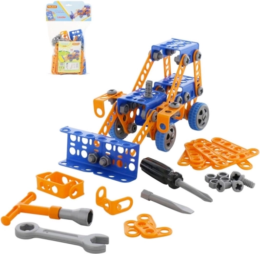 Set costruzioni giovane ingegnere trattore con caricatore