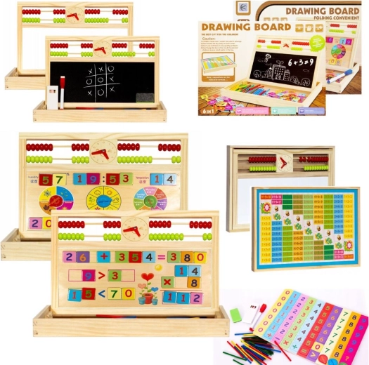 Lavagna educativa multifunzionale in legno 2 in 1