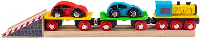 Treno merci in legno con auto e binari BIGJIGS RAIL