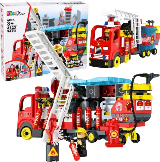 LEAVStar camion dei pompieri costruibile con luci e suoni (94 pezzi)