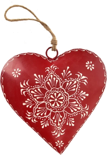 Cuore in latta da appendere in stile FOLK