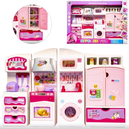 Set da cucina di mobili e accessori per bambole, rosa - 1 pezzo