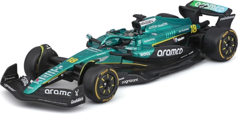 Modellino Bburago Formula 1 Aston Martin AMR25 2025 #18 Lance Stroll 1:43 in box acrilico