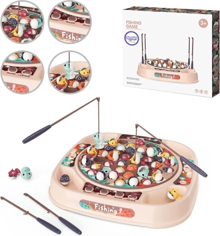 WOOPIE gioco di pesca per bambini con tavola rotante, 4 canne, 50 pezzi