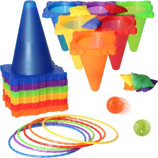 Woopie set di giochi da esterno 3 in 1 – coni, anelli e sacchetti, 30 pezzi