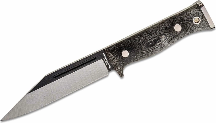 Coltello tattico Condor Sigrun 14,3 cm, nero-grigio, Micarta, fodero Kydex + pelle