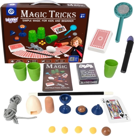 Piccolo set da magia Woopie con carte e 135 trucchi