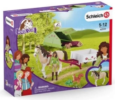 Schleich Horse Club Sarah con il suo cavallino pinto e attrezzatura da campeggio