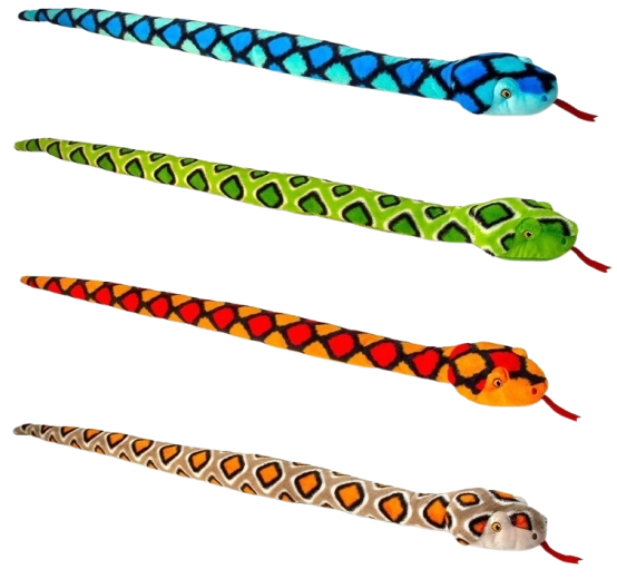 Serpente di peluche Keeleco 200 cm, 3 tipi - 1 pezzo