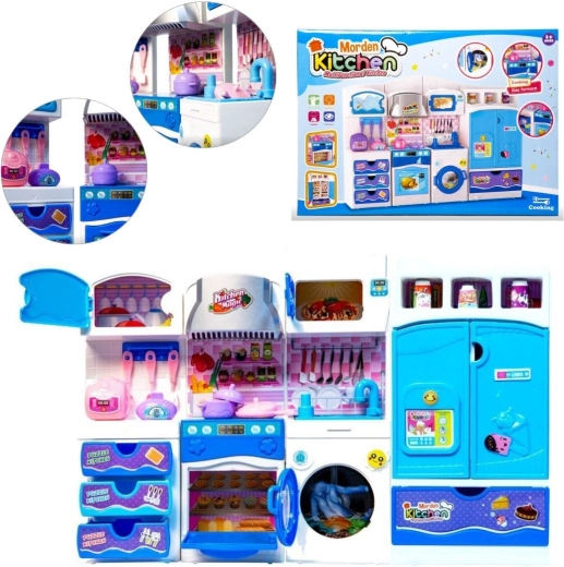 Mobili da cucina per bambole – set grande, blu - 1 pezzo