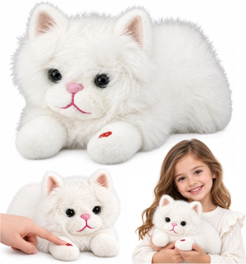 Gatto di peluche interattivo bianco con miagolii 40 cm