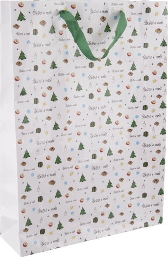 Borsa regalo in carta Buone Feste 32,5 × 10 × 45,5 cm