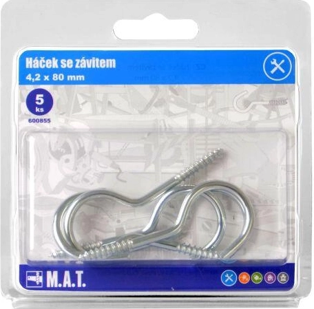 Gancio con filettatura 80 × 4,2 mm, zincato, 5 pz