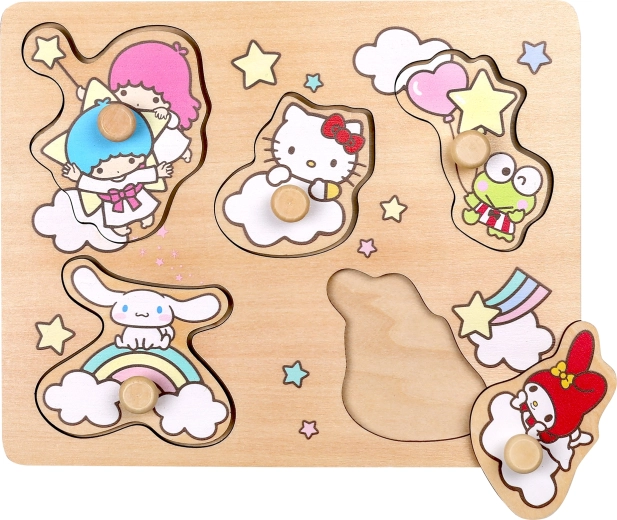 Puzzle a incastro in legno con pomelli Hello Kitty